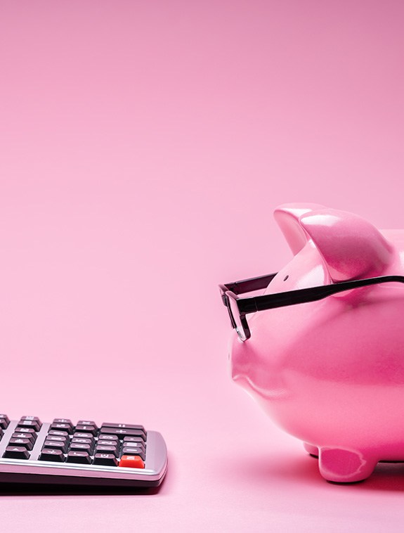 Piggy bank and a calculator